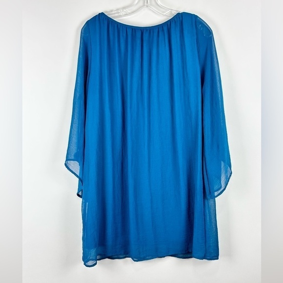 Women's Floral 3/4 Split Sleeve Round Neck Mini Dress - Picture 8 of 9